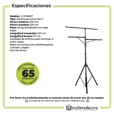 Stand Tripie Pedestal Para Luces Profesional 3.30m De Altura
