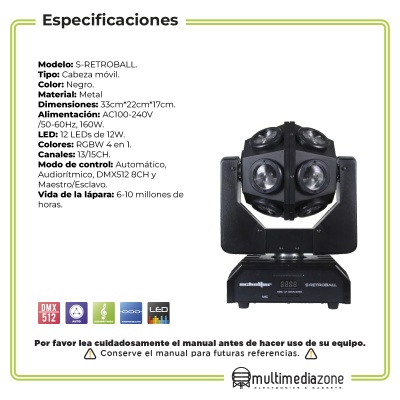 Schalter Cabeza Movil 12x12w Beam Light Rgbw 4 En 1 Estrobo