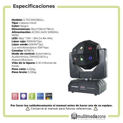 Schalter Cabeza Movil 150w Rgbw 4 En 1 Beam Laser Y Strobo