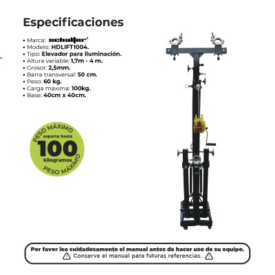 Stand Elevador Manual 4m Luces Disco Dj 