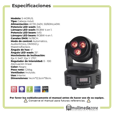 Cabeza Móvil Doble Cara Beam Y Wash Iluminación Dj Rgbw 2 pz