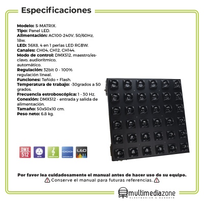 Schalter Panel Led 36x8 Rgbw 4 En 1 Dmx Luz  Multicolor Rgb