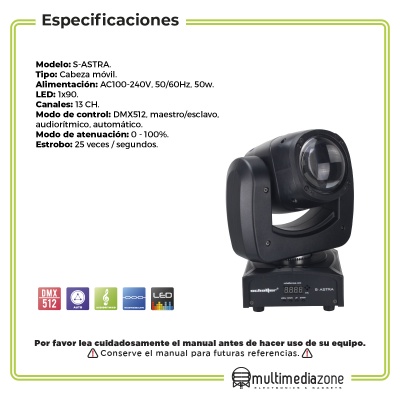 Cabeza Movil 50w Beam Led 1x90 Estrobo