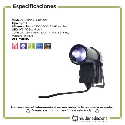 Pin Spot Beam Para Esferas Disco De Espejo Luz Rgbw Schalter