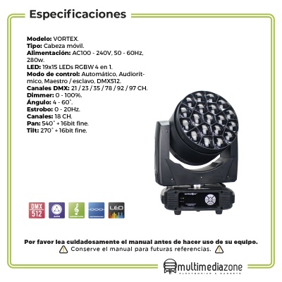Cabeza móvil Multibeam Wash + zoom