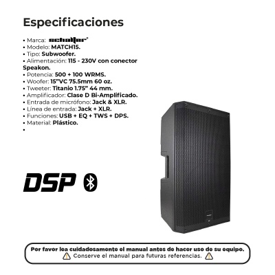 Bocina Bi-amplificado Profesional 15 Clase D 500w Rms