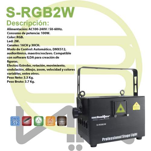 Laser Rgb 2w Profesional Light Dmx Automatico Animacion 