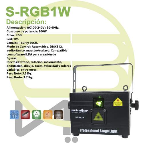 Laser Rgb Real 1w Profesional Light Dmx Animacion Ilda