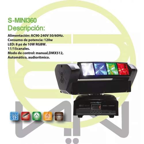 Cabeza Movil Mini Spider Led 8x10w Luz Disco Rgbw Motorizada 