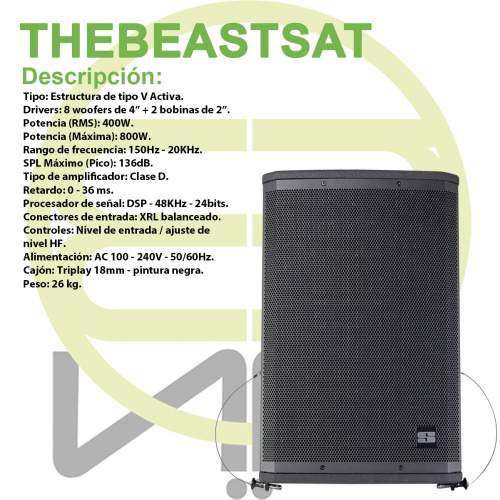 Beast Satelite Activo Clase D Medio 400w Rms