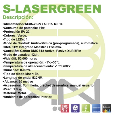 Laser Verde Luces Disco Micro Ray Dmx 60mw Rockolas