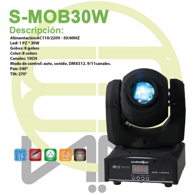 Mini Beam Cabeza Movil Led Alta Velocidad Con Gobos 1x30w