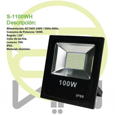 Lampara LED p/ Exterior. Potencia: 100w Temperatura: 6000K - GypTech