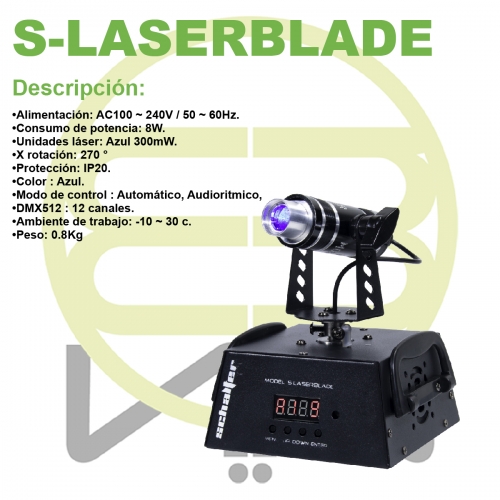 Laser Azul Rotatorio Luces Disco Ray Dmx 300mw Con Dmx S-LASERBLADE    
