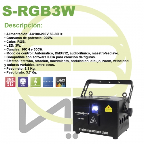 Laser Rgb Real 3w Profesional Light Dmx Animacion Ilda