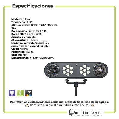 Set Iluminacion 2 Esferas 2 Cañones Led Rgb Con Soporte