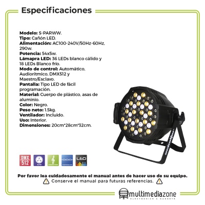 Cañon LED 54x5w Luz Fria Y o Luz Calida