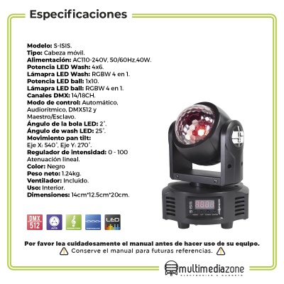 Cabeza Móvil Doble Cara Esfera Y Wash Iluminación Dj Rgbw 2pz