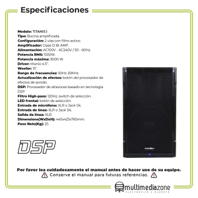 Titan Full Range 15 Profesional 1500w Rms Dsp Led