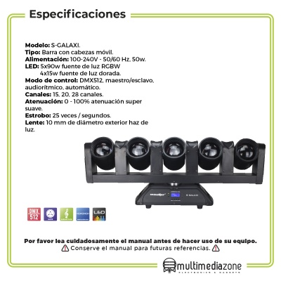 Barra Con Cabezas Móvil Led Beam 50w Rgbw