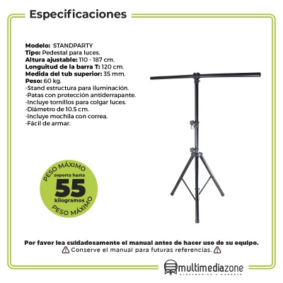 Stand Tripie Pedestal Para Luces Par 64 Profesional