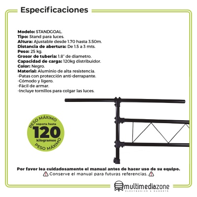Stand O Porteria P  Luces Profesionales 120kg 3.5mt Uso Rudo