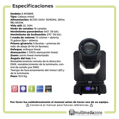 Cabeza Movil 9r Led Prima Gobos Rueda De Colores